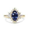 18ct Yellow Gold Marquise Sapphire and Diamond Cluster Ring