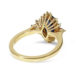 18ct Yellow Gold Marquise Sapphire and Diamond Cluster Ring