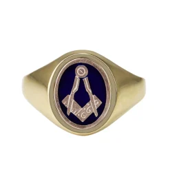 9ct Yellow Gold Masonic Enamel Flip Signet Ring