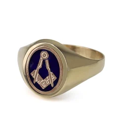 9ct Yellow Gold Masonic Enamel Flip Signet Ring