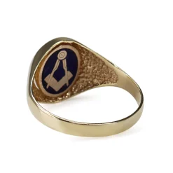 9ct Yellow Gold Masonic Enamel Flip Signet Ring