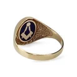 9ct Yellow Gold Masonic Enamel Flip Signet Ring