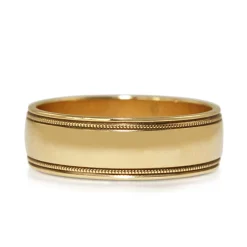 9ct Yellow Gold Millgrain Wide Band Ring