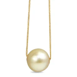 18ct Yellow Gold 12mm Golden South Sea Pearl Necklace