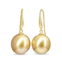 18ct Yellow Gold 13mm Golden South Sea Pearl Earrings