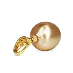18ct Yellow Gold 14mm Golden South Sea Pearl and Diamond Enhancer Necklace