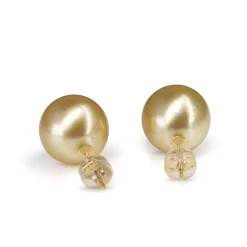 18ct Yellow Gold 12.7mm Golden South Sea Pearl Stud Earrings