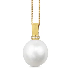18ct Yellow Gold 16.5mm South Sea Pearl and Diamond Pendant