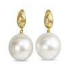 18ct Yellow Gold 14mm South Sea Pearls and Diamond Earrings