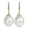 18ct Yellow Gold 13.5mm South Sea Pearl and Diamond Earrings