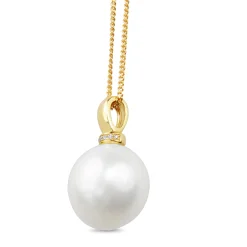 18ct Yellow Gold 16.5mm South Sea Pearl and Diamond Pendant