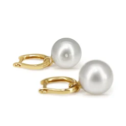 9ct Yellow Gold 11mm South Sea Pearl Hoop Earrings