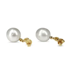 18ct Yellow Gold 11mm South Sea Pearl and Diamond Earrings