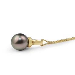18ct Yellow Gold 9mm Tahitian Pearl Necklace