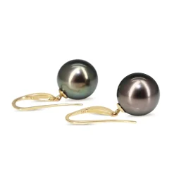 9ct Yellow Gold 13mm Tahitian Pearl Drop Earrings