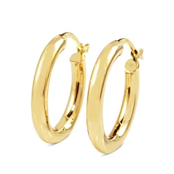 9ct Yellow Gold 21mm Thick Hoop Earrings