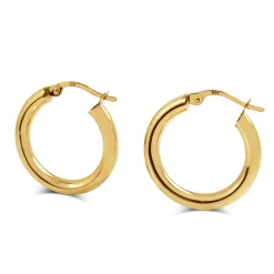 9ct Yellow Gold 21mm Thick Hoop Earrings