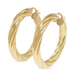 9ct Yellow Gold 35mm Twist Hoop Earrings