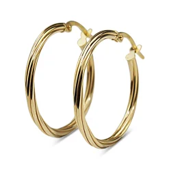 9ct Yellow Gold 25mm Twist Hoop Earrings