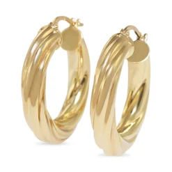 9ct Yellow Gold 25mm Twist Hoop Earrings