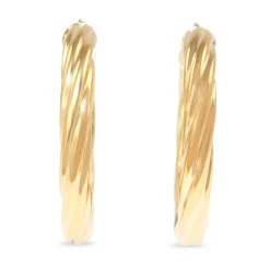 9ct Yellow Gold 35mm Twist Hoop Earrings