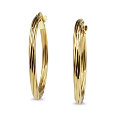 9ct Yellow Gold 25mm Twist Hoop Earrings