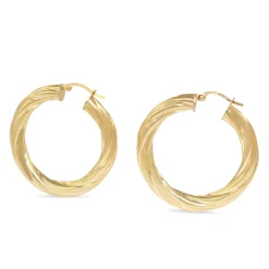 9ct Yellow Gold 35mm Twist Hoop Earrings