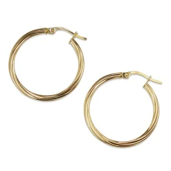 9ct Yellow Gold 25mm Twist Hoop Earrings
