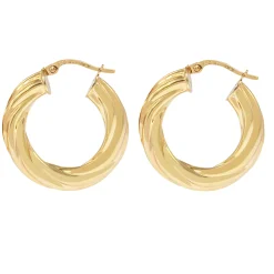 9ct Yellow Gold 25mm Twist Hoop Earrings