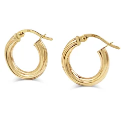 9ct Yellow Gold 16mm Twist Hoop Earrings