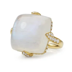 18ct Yellow Gold Moonstone and Diamond Ring