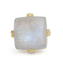 18ct Yellow Gold Moonstone and Diamond Ring