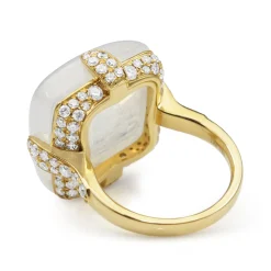 18ct Yellow Gold Moonstone and Diamond Ring