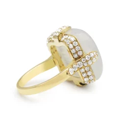 18ct Yellow Gold Moonstone and Diamond Ring
