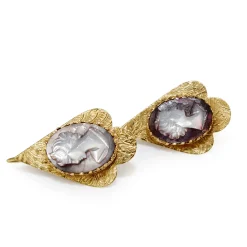 14ct Yellow Gold Mother Of Pearl Cameo Earrings