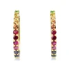 9ct Yellow Gold Multi Colour Sapphire Rainbow Hoop Earrings