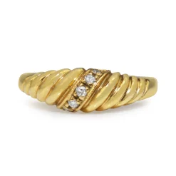 9ct Yellow Gold Old and Single Cut Diamond Twist Ring