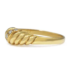 9ct Yellow Gold Old and Single Cut Diamond Twist Ring