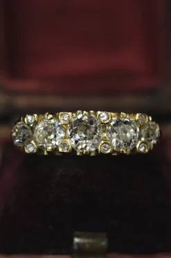 18ct Yellow Gold Old Cut 5 Stone Diamond Ring