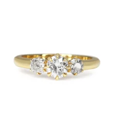 18ct Yellow Gold Old Cut Diamond 3 Stone Ring