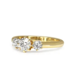18ct Yellow Gold Old Cut Diamond 3 Stone Ring