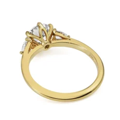 18ct Yellow Gold Old Cut Diamond and Pear Shape 3 Stone Ring