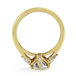 18ct Yellow Gold Old Cut Diamond and Pear Shape 3 Stone Ring