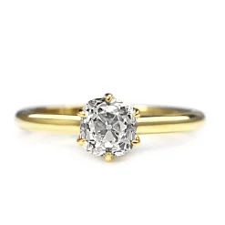 18ct Yellow Gold Old Mine Cut Diamond Solitaire Ring