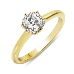 18ct Yellow Gold Old Mine Cut Diamond Solitaire Ring