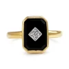 9ct Yellow Gold Onyx and Diamond Rectangle Ring