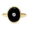 9ct Yellow Gold Onyx and Diamond Ring