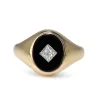 9ct Yellow Gold Onyx and Diamond Vintage Signet Ring