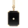 9ct Yellow Gold Onyx and Diamond Pendant / Enhancer