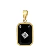 9ct Yellow Gold Onyx and Diamond Pendant